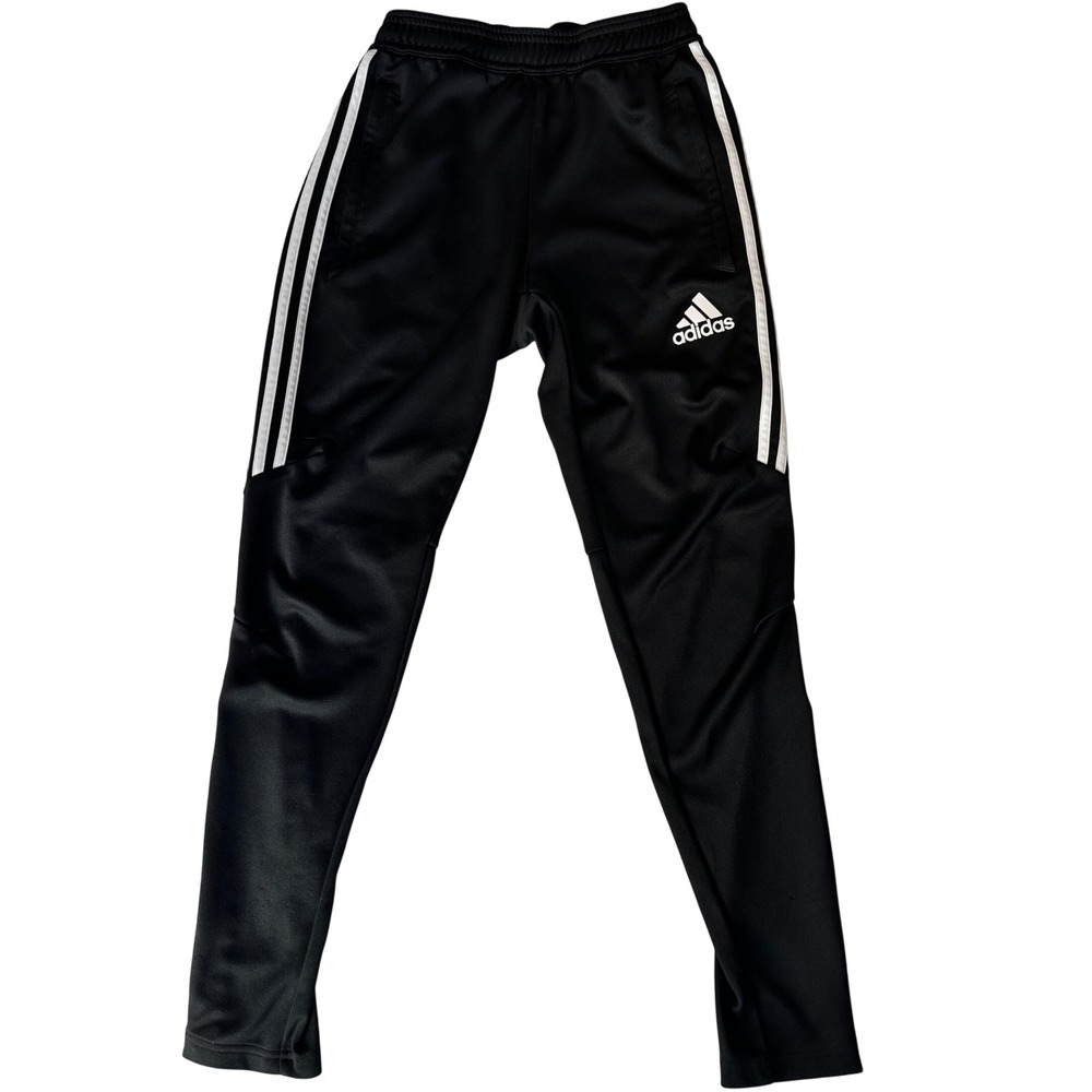 Adidas Small Black 3 Stripe Track Pant Soccer Training Jogger Athletic Zip Ankle